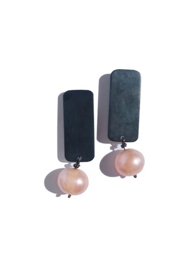 Charcoal & Pink Pearl Jane Earrings